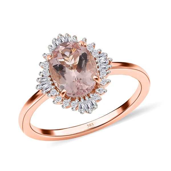 AAA rosa Morganit und Diamant Ring - 1,93 ct. image number 8