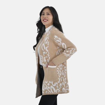 Cardigan Damen mit 2 Taschen, Cr&egrave;me