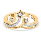 Diamant 3 Stern Ring 925 Silber Gelbgold Vermeil image number 0