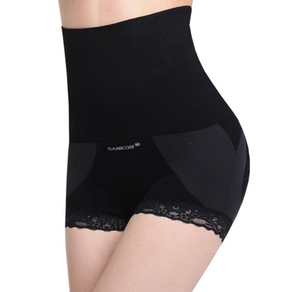 SANKOM Damen Haltungskorrektur Unterhose mit Spitze Shapewear, Gr&ouml;&szlig;e XXL, Schwarz 