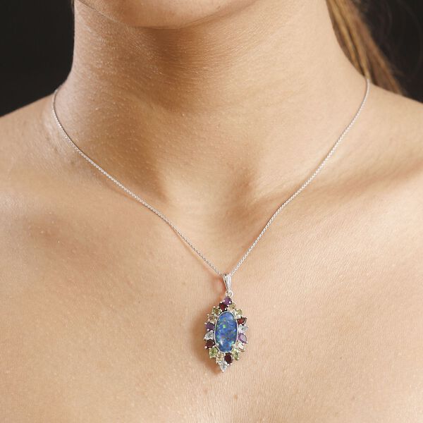 Boulder Opal Triplett und Multi-Edelstein Anh&auml;nger - 6,72 ct. image number 3