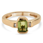 Natürlicher Peridot und Zirkon Solitär Ring 925 Silber vergoldet  ca. 1,00 ct image number 0