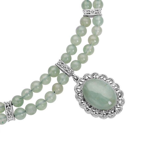 Gr&uuml;ne Aventurin Halskette, ca. 45 cm, silberfarben ca. 96,00 ct image number 2