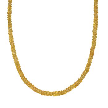 AA Gelber Saphir Halskette ca. 45 cm 925 Silber 750 Gelbgold Vermeil ca. 45,00 ct.