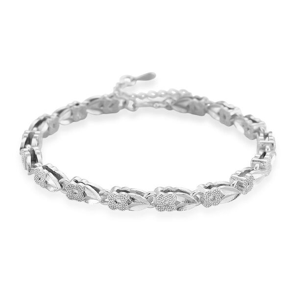 Klassisches Gliederarmband, S-Hakenverschluss mit Verl&auml;ngerungskette, nickelfreies Messing, ca. 18-21 cm, Silberfarben