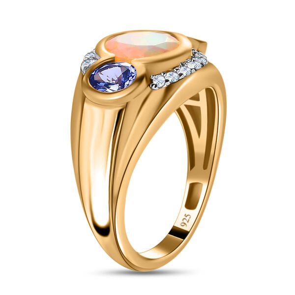Natürlicher, äthiopischer Opal und Tansanit-Ring, 925 Silber Gelbgold Vermeil  ca. 1,73 ct image number 5