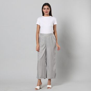 Einfarbige Palazzo Hose, Gr&ouml;&szlig;e XXL, Grau 