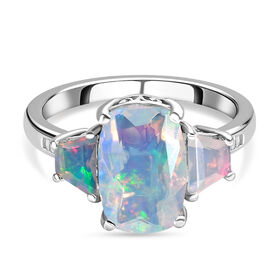 Natürlicher, äthiopischer Welo Opal Ring, 925 Silber platiniert, ca. 3.35 ct