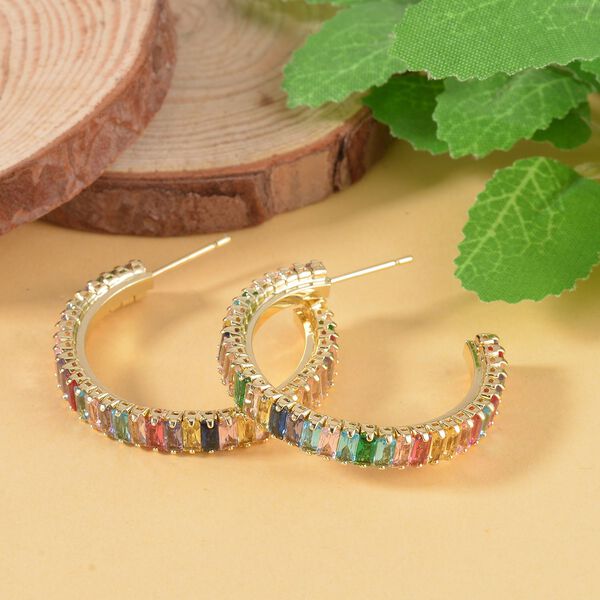 Mehrfarbiger Zirkonia Ohrringe Reines Messing ca. 4.00 ct image number 1