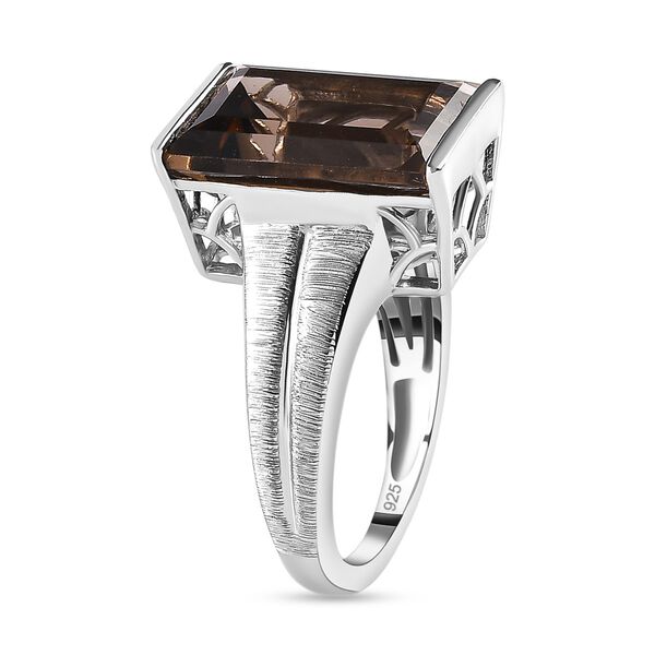 Rauchquarz Ring, 925 Silber platiniert (Größe 16.00) ca. 7.13 ct image number 5