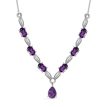 Afrikanische Amethyst Halskette, ca. 45 cm, 925 Silber ca. 3.00 ct