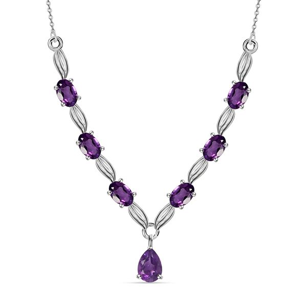 Afrikanische Amethyst Halskette, ca. 45 cm, 925 Silber ca. 3.00 ct