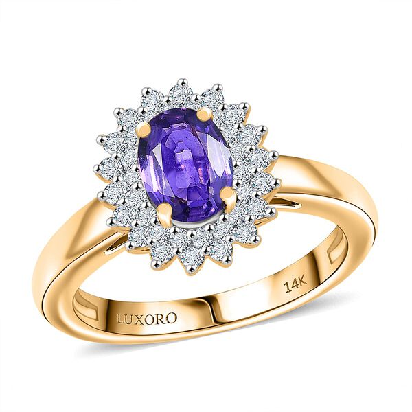 LUXORO AGI zertifiziert und gepr&uuml;ft AAA lila Saphir und Diamant Ring in 585 Gelbgold - 1,38 ct. image number 0