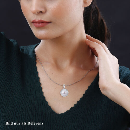 Süßwasserperle und Zirkonia-Anhänger - 0,44 ct. image number 1