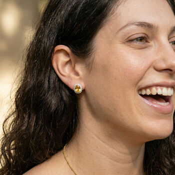 AA Citrin, Zirkon Ohrringe 925 Silber Gelbgold Vermeil ca. 1.71 ct