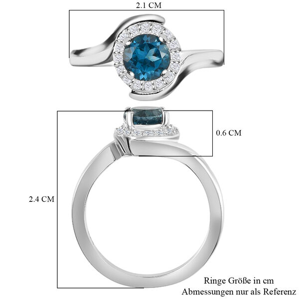 London Blau Topas und Zirkon Ring, ca. 1,29 ct image number 6