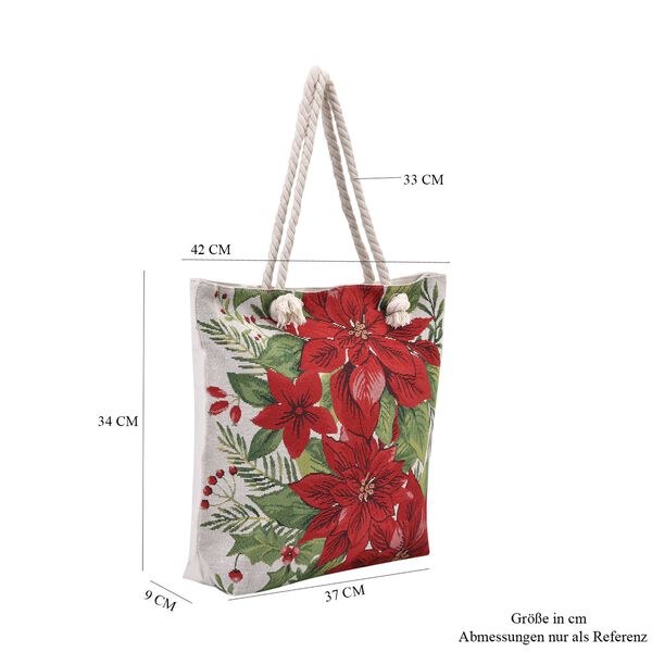 Jacquard gewebte Jute-Tasche mit Amaryllis Design, 42x34 cm image number 7