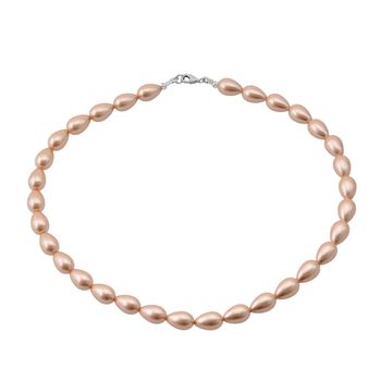 Goldene Muschelkernperle Halskette ca. 45 cm, 925 Silber