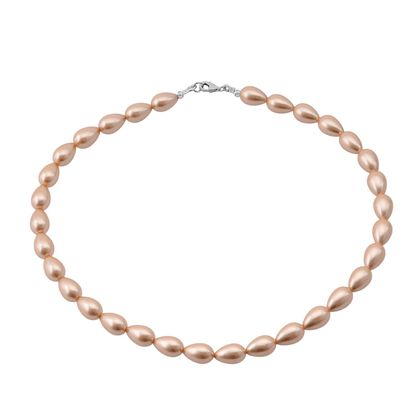 Goldene Muschelkernperle Halskette ca. 45 cm, 925 Silber