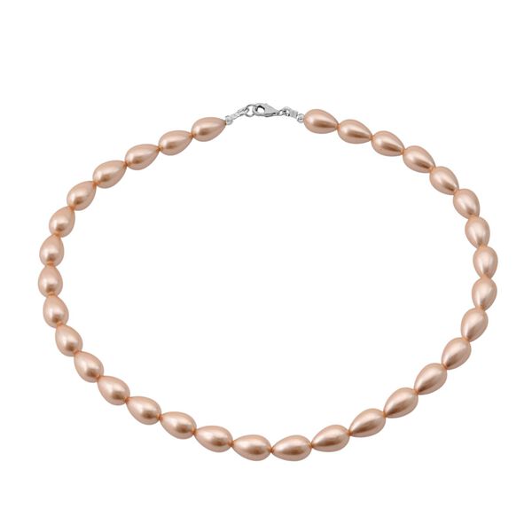 Goldene Muschelkernperle Halskette ca. 45 cm, 925 Silber