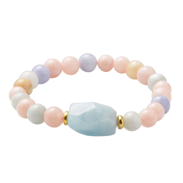 Flexibles Aquamarin und Beryll-Armband, 18 cm, goldfarben ca. 115,00 ct