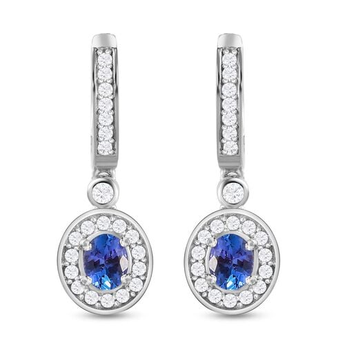 AAA Tansanit und Zirkon-Ohrhänger, 925 Silber platiniert, 1,27 ct image number 0