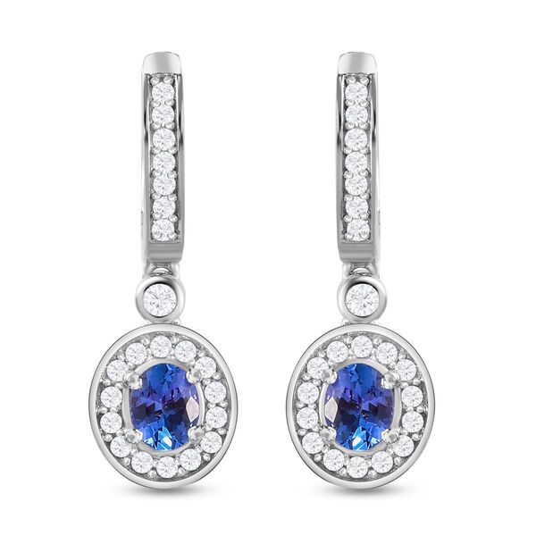 AAA Tansanit und Zirkon-Ohrhänger, 925 Silber platiniert, 1,27 ct image number 0
