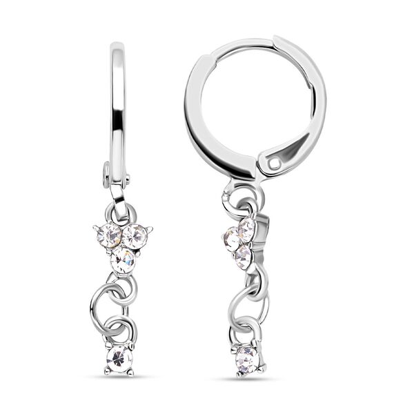 6er-Set - Wei&szlig;e Kristall Ohrringe, Stecker und Creolen, reines Messing image number 8