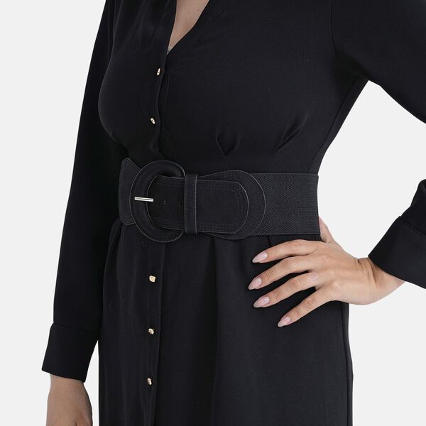 Gürtel mit runder Schnalle, 45x7,5cm, Schwarz image number 4