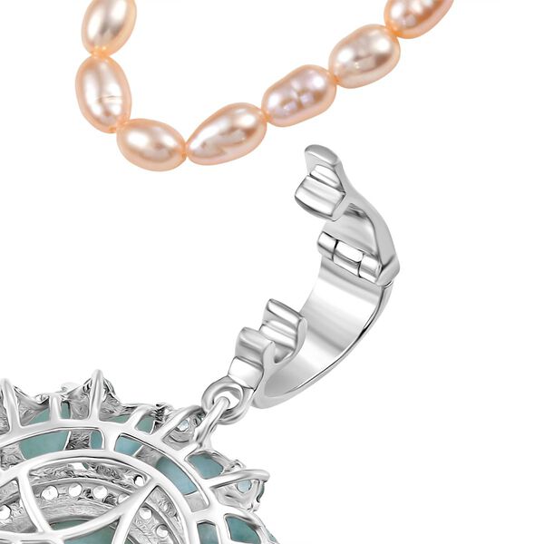 D'Joy Larimar, Süßwasser Perle, Neon Apatit und Zirkon Anhänger mit 45cm Kette image number 6