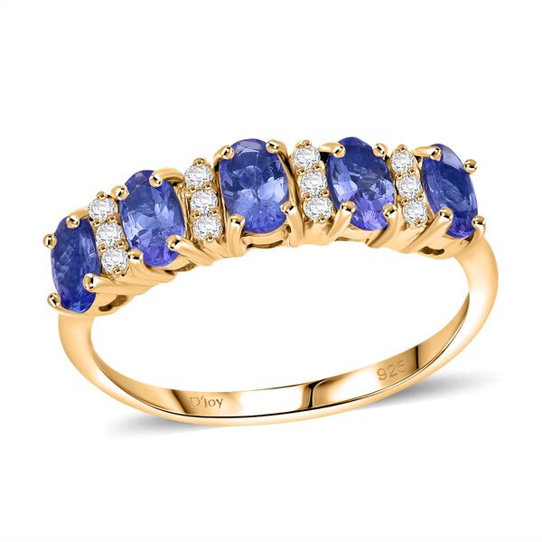 Tansanit, Moissanit Ring 925 Silber vergoldet, (Gr&ouml;&szlig;e 20.00) ca. 1.25 ct image number 3