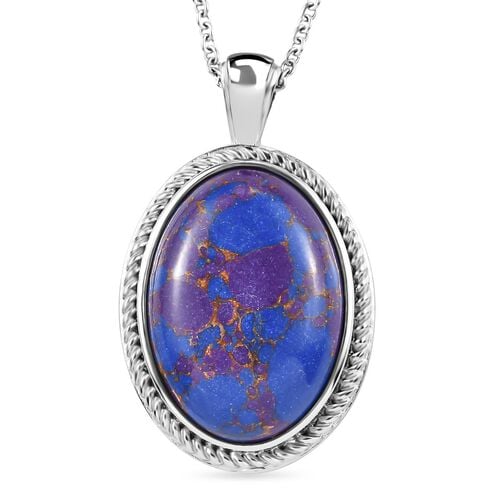 Lila Türkis Anhänger mit Kette, Edelstahl, ca. 20.99 ct image number 0