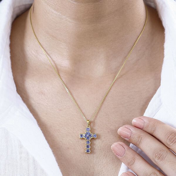 Tansanit Anh&auml;nger, 925 Silber 750 Gelbgold Vermeil - 1 ct. image number 3