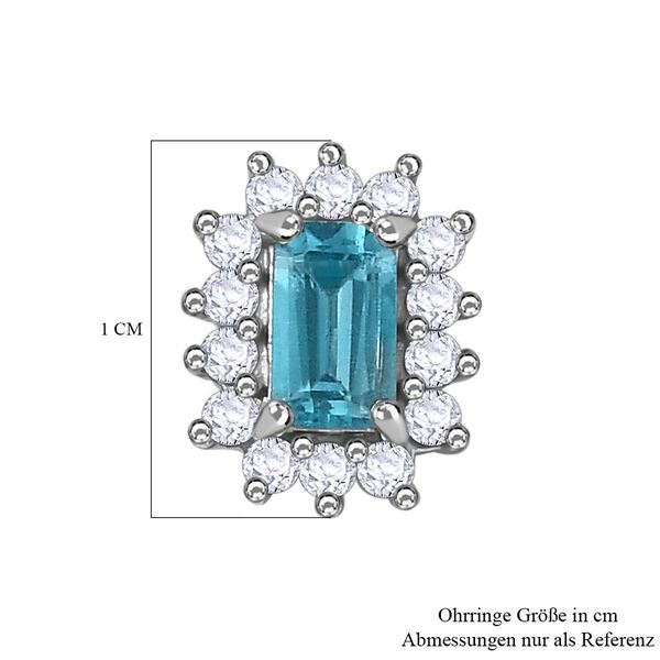 Paraiba-Apatit, Moissanit Ohrringe 925 Silber platiniert ca. 1.00 ct image number 6