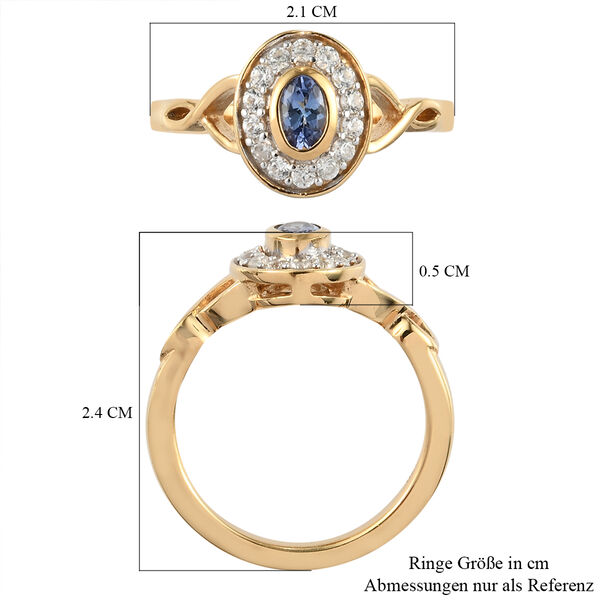 Tansanit und Zirkon Ring 925 Silber vergoldet  ca. 0,55 ct image number 7