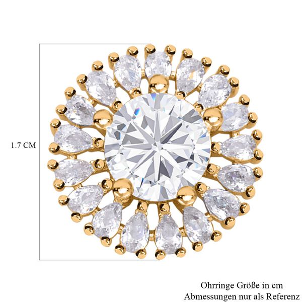 Brillance Weiße Zirkonia Ohrringe, goldfarben image number 5