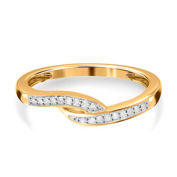 Wei&szlig;er Diamant Ring, 925 Silber Gelbgold Vermeil (Gr&ouml;&szlig;e 19.00) ca. 0.10 ct