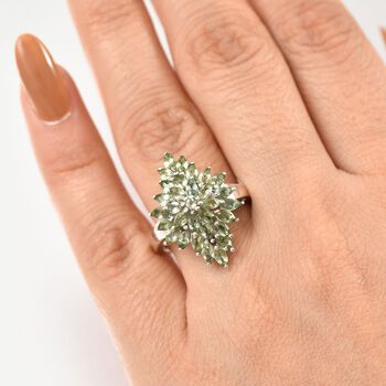 Nat&uuml;rlicher gr&uuml;ner Apatit Ring 925 Silber rhodiniert (Gr&ouml;&szlig;e 17.00) ca. 2,91 ct