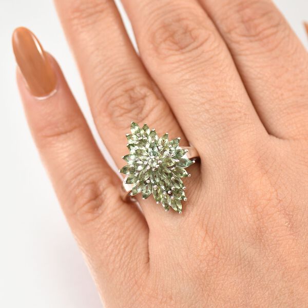 Nat&uuml;rlicher gr&uuml;ner Apatit Ring 925 Silber rhodiniert (Gr&ouml;&szlig;e 17.00) ca. 2,91 ct image number 2