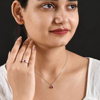 D'Joy Afrikanisches Rubin Schmuckset, 925 Silber rhodiniert - 2,54 ct.