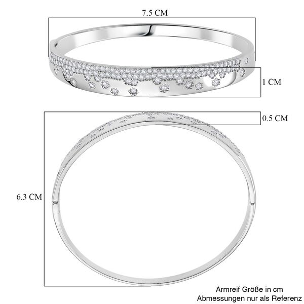 Weißer Zirkonia Armreif ca. 19 cm Nickelfreies Messing, Silberfarben image number 7