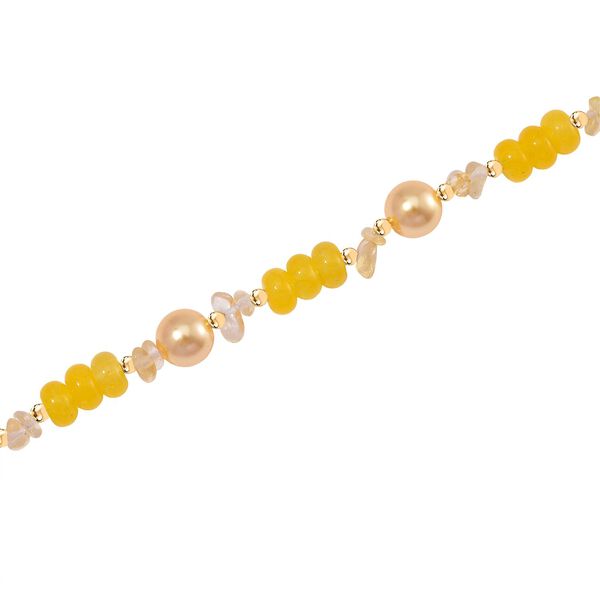 Goldene Muschelkernperle, Gelber Achat Halskette ca. 45 cm+ 5 cm Extender, Std Gelb image number 3