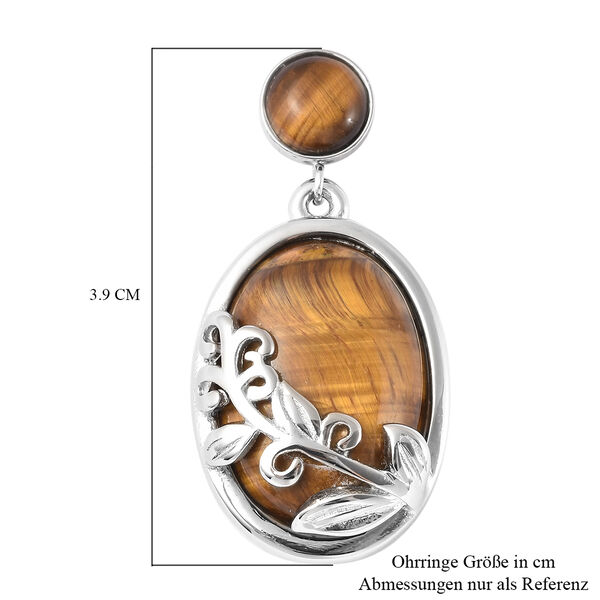 Tigerauge Ohrh&auml;nger Edelstahl ca. 26,50 ct&nbsp; image number 4