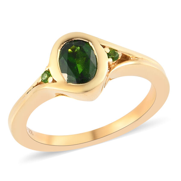 Nat&uuml;rlicher Chromdiopsid Ring 925 Silber vergoldet  ca. 0,90 ct image number 4