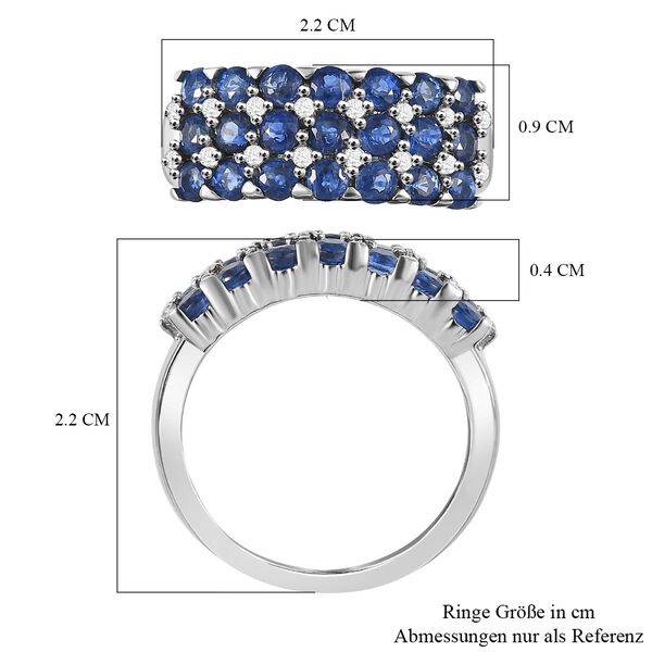 Kaschmir Kyanit, Wei&szlig;er Zirkon Ring, 925 Silber platiniert (Gr&ouml;&szlig;e 20.00) ca. 2.57 ct image number 7