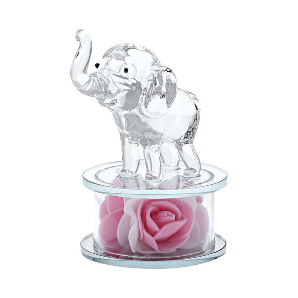 The 5th Season - Dekorative Kristallglas-Elefantfigur auf Kristallrose, 12x8x10cm, wei&szlig;