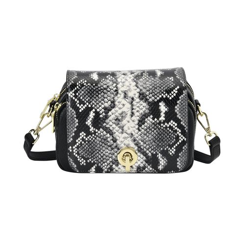 Crossbody Tasche aus 100% echtem Leder, Schlangenhautmuster, 19x7x14cm, Hellgrau image number 0