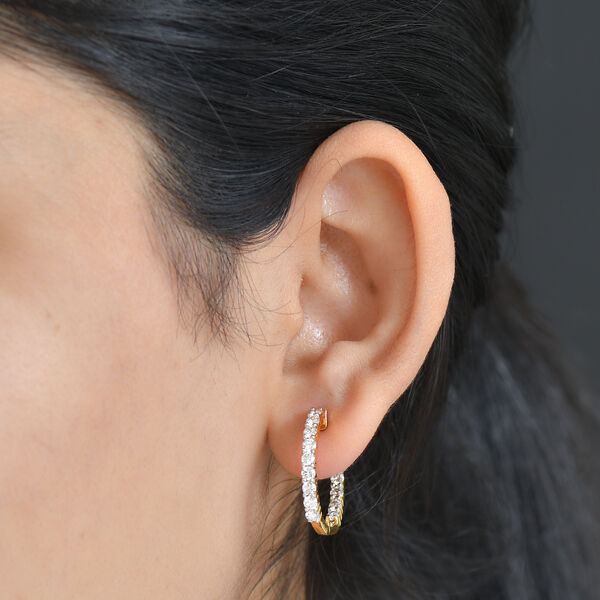 LUXURIANT VS-EF Labor Diamant Ohrringe, 925 Silber 750 Gelbgold Vermeil - 1,98 ct. image number 3