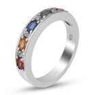 Mehrfarbig Saphir und Zirkon Half Eternity Band Ring 925 Silber Platin-Überzug image number 2