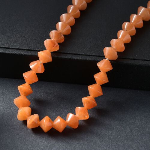 Rotes Aventurin Halskette ca. 50 cm Nickelfreies Messing platiniert ca. 1,55 ct. image number 1